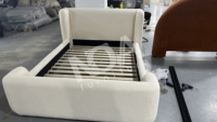 Juego de Muebles de Dormitorio Moderno NOVA de 5 Piezas con Cama King Size de Tela de Lana de Cordero Blanca y Almacenamiento, Cabecero de Cama Queen Tapizado