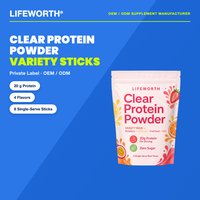 LIFEWORTH Saveurs de fruits 20 g Protéine en poudre transparente en bâtonnets variés 20g 4 saveurs Zéro sucre Nutrition sportive Shake quotidien