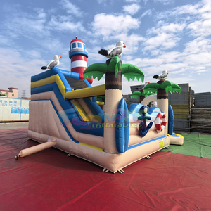 Château gonflable commercial pour enfants avec toboggan, combo phare gonflable, aire de jeux gonflable - Product Image 3