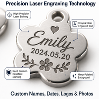 Pendentif Breloque Personnalisé en Acier Inoxydable Gravé au Laser, Plaqué Or 18K, Étanche, Plaque Nominative pour Chien, Bijoux en Gros
