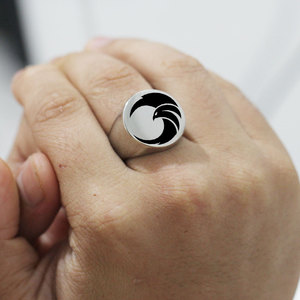 Bague en acier inoxydable 22 mm, design aigle rond, bijoux pour homme, cadeau, acier doré - Product Image 2