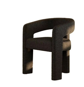 Chaise de salle à manger moderne de style sherpa avec revêtement en <span class=keywords><strong>fourrure</strong></span> artificielle, pour appartement, maison, bureau, salon, avec pieds en métal blanc - Product Image 6