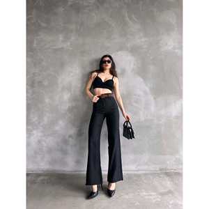 Pantalon large en lin taille haute respirant pour femme blanc - Product Image 2