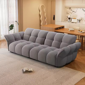 Popular Sofá Chesterfield de Terciopelo Crema, Diseño Moderno para Sala de Estar, Conjunto de Sofá de Esquina de Tres Plazas, Sofás Beige de Esponja de Alta Calidad - Product Image 1