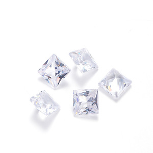 Pierres synthétiques carrées en zircon, 6, 8, 10 mm, à dos plat, strass pour ongles, blanc transparent, à angle droit - Product Image 3