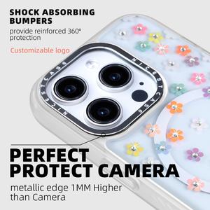 Étui de téléphone portable à fleurs irisées, magnétique, luxueux, brillant, avec diamants, pour iPhone 16 15 14 13 Pro Max - Product Image 4