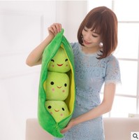 Coussin en peluche amusant en forme de coque de pois pour enfants