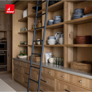 Armoires de cuisine Alland Wabi Sabi en chêne clair, design en arc en bois avec comptoir en quartz et vitrine en <span class=keywords><strong>verre</strong></span> - Product Image 3