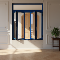 Ventana Plegable de Aleación de Aluminio, Horizontal, Doble Acristalamiento, Insonorizada, Resistente al Viento, Tamaño Personalizado, para Balcón, Terraza, Porche, Estilo Minimalista