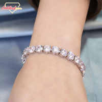 Bracelet unisexe personnalisé en or 10k/14k/18k ou argent, avec chaîne tennis classique de 2mm à 6mm de large, sertie de moissanite rose/jaune/blanche taille brillant