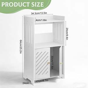 Armoire de sol pour salle de bain, armoire de rangement pour salle de bain à 3 niveaux, armoire de sol blanche, organisateur autoportant avec porte et étagère - Product Image 5