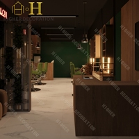 Comptoir de Vente Professionnel pour Barbershop, Meuble de Présentation, Poste de Coiffage Sur Mesure avec Miroir Éclairé pour Décoration de Salon de Beauté