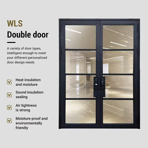 Puerta Exterior Francesa de Acero Negro WLS de 61x81 Pulgadas, Vidrio Templado de Doble Panel de 5/<span class=keywords><strong>8</strong></span>\", Aislamiento Térmico para Entrada de Apartamentos y Uso en Hoteles - Product Image 5