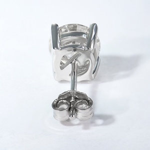 Stocks Fine Jewelry 925 Silver Plated Rhodium Round VVS Moissanite Diamond 4 Prong Stud <b>Earrings</b> Classic Fashion Jewelry - Product Image 4