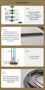 Moderna 270kg <span class=keywords><strong>3</strong></span> paneles sin marco Interior de aluminio hidráulico plegable <span class=keywords><strong>puerta</strong></span> corredera impermeable telescópica <span class=keywords><strong>Puerta</strong></span> de vidrio para balcón - Product Image 5