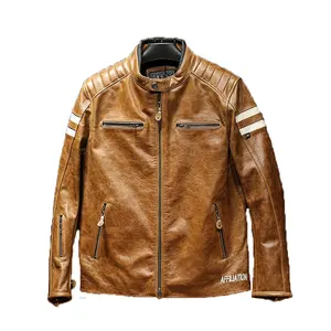 Fashion Sports Models Black Red Blue Yellow Motorcycle Jacket Men's Leather Coats Contemporary Cowhide Clothing Unisex