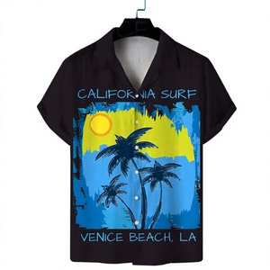 Men's Hawaiian <b>Shirt</b> Short Sleeve V-Neck Printed Breathable 140g Covered Button Button Collar Summer Vacation <b>Gold</b> Pattern - Product Image 5