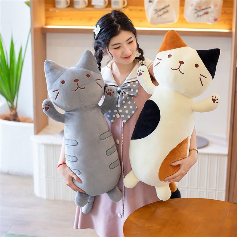 Almohada de felpa de gato de estilo japonés, cojín de animales para sofá  supersuaves/silla/coche/dormitorio