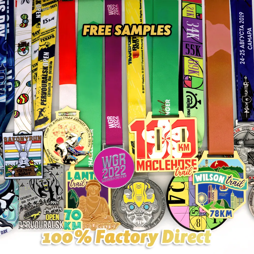 Vente en gros, conception de votre propre alliage de Zinc vierge 3D Gold Award Marathon Running Custom Metal Sport Medal