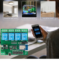 Module de relais intelligent Wi-Fi Tuya DIY 4 canaux 5V 12V 24V 32V CA 220V, relais 10A à impulsion et auto-bloquant avec récepteur RF pour Alexa