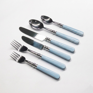 Ensemble de couverts Sky Quartz en acier inoxydable avec manche en résine, service de 6 pièces, finition argent brillant, vaisselle de luxe pour table à manger, cadeau - Product Image 5