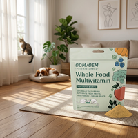 Poudre de suppléments multivitaminés pour animaux de compagnie OEM/ODM pour chats et chiens, probiotiques, prébiotiques, soutien immunitaire intestinal, fruits et légumes, vente en gros