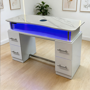 Venta Directa de Fábrica, Mesa de Manicura Económica <span class=keywords><strong>para</strong></span> Salón de Belleza con Superficie de Mármol Blanco y Aspirador de Polvo - Product Image 4