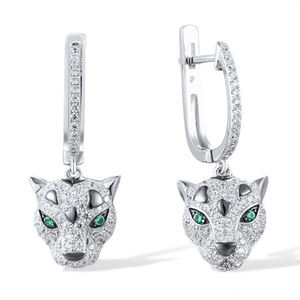 LAVINA Luxury Unique Trendy Zircon <b>Fashion</b> <b>Jewellery</b> 925 Sterling Silver Leopard Dangle Earring Unisex Gift - Product Image 1