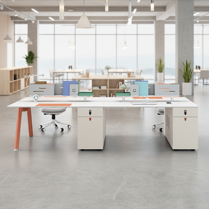 Juego <span class=keywords><strong>de</strong></span> <span class=keywords><strong>Escritorio</strong></span> y <span class=keywords><strong>Sillas</strong></span> <span class=keywords><strong>de</strong></span> Oficina <span class=keywords><strong>de</strong></span> Madera <span class=keywords><strong>de</strong></span> Lujo para Cuatro Personas, Duradero, con Diseño Moderno, Tomacorriente y Gabinete <span class=keywords><strong>de</strong></span> Almacenamiento - Product Image 5