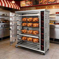 Four à rôtisserie à gaz commercial à 6 niveaux - Acier inoxydable 0-400 ° Barbecue pour restaurant et food truck, facile à nettoyer