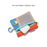 Mini porte-monnaie en nylon avec fermeture éclair, pochette avant en maille, mousqueton, étui quotidien pour écouteurs, clés et cartes, taille personnalisée, vente en gros, OEM