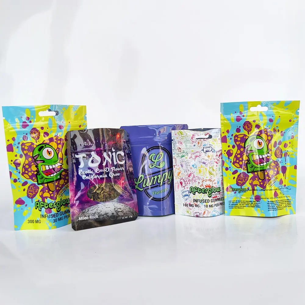 Custom Printed Design 3.5g 7g 14g 28 Grams Laminated Foil Mylar Zipper Candy Packaging Cookie Bags 3.5 Smell Proof Mini Bags