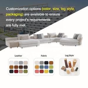 طقم أريكة كبيرة بتصميم إيطالي لغرفة المعيشة أريكة زاوية حديثة بيج - Product Image 2