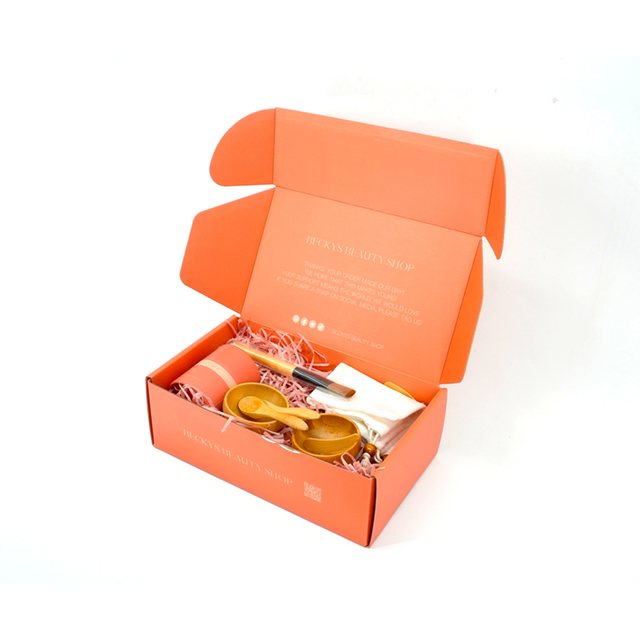 Custom Orange Corrugated Mailer Box for Gift Set Packaging Beauty Kit Subscription Box Folding Shipping Box with Logo Printing