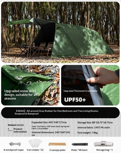 Carpa de Camping Chujing Oxford de Doble Capa para las Cuatro Estaciones, 1-2 Habitaciones, Recubrimiento Negro con Protección UV, <span class=keywords><strong>Impermeable</strong></span> 2000-3000mm, <span class=keywords><strong>Plegable</strong></span> - Product Image 2