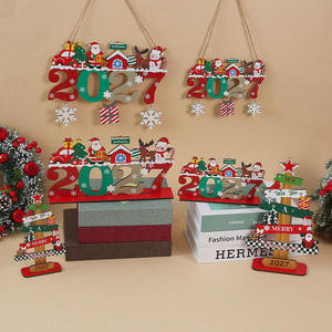 Ornement de Noël en bois de pin motif flocon de neige et renne, design simple pour le Nouvel An, petits accessoires de bricolage de Noël, vente en gros - Product Image 1