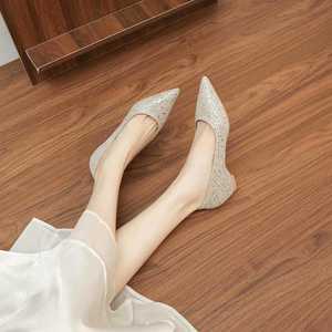 6388E Pointed Toe Flats Glitter Slip-On <b>Height</b> <b>Increasing</b> Elegant All Seasons Women's <b>Shoes</b> - Product Image 1