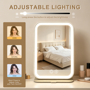 Portable <strong>Foldable</strong> Makeup <strong>Mirror</strong> with LED Lights, Dimmable Travel Cosmetic <strong>Mirror</strong>, Rechargeable Table Vanity <strong>Mirror</strong> for Dorm Desk - Product Image 3