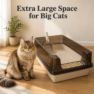 Bac à litière pour chat semi-fermé extra large, anti-éclaboussures, bac à litière carré pour animaux de compagnie, pour chats d'intérieur - Product Image 1