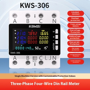 Medidor de Voltaje Trifásico de Cuatro Cables Multifuncional Tuya WiFi Kewei, Montado en Riel, Detección de Sobrevoltaje/Bajo Voltaje/Pérdida de Fase - Product Image 1