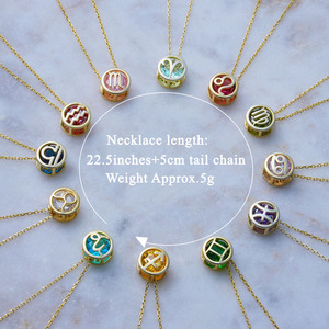 Collar de Moda con Doble Cara Hueca y Piedras Preciosas Coloridas del Zodíaco, Cadena de Acero Inoxidable, Joyería Fina con Piedra de Nacimiento para Mujeres y Niñas - Product Image 3
