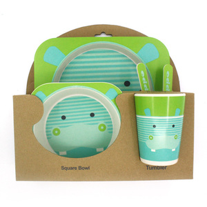 Ensemble d'assiettes et tasses pour enfants, assiettes et tasses en bambou biologique, de qualité alimentaire, supérieure, respectueux de l'environnement, 5 pièces - Product Image 4