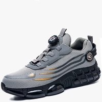 Chaussures de travail sportives en acier avec coussin d'air respirant et bouton rotatif pour hommes – Chaussures de sécurité légères en gros