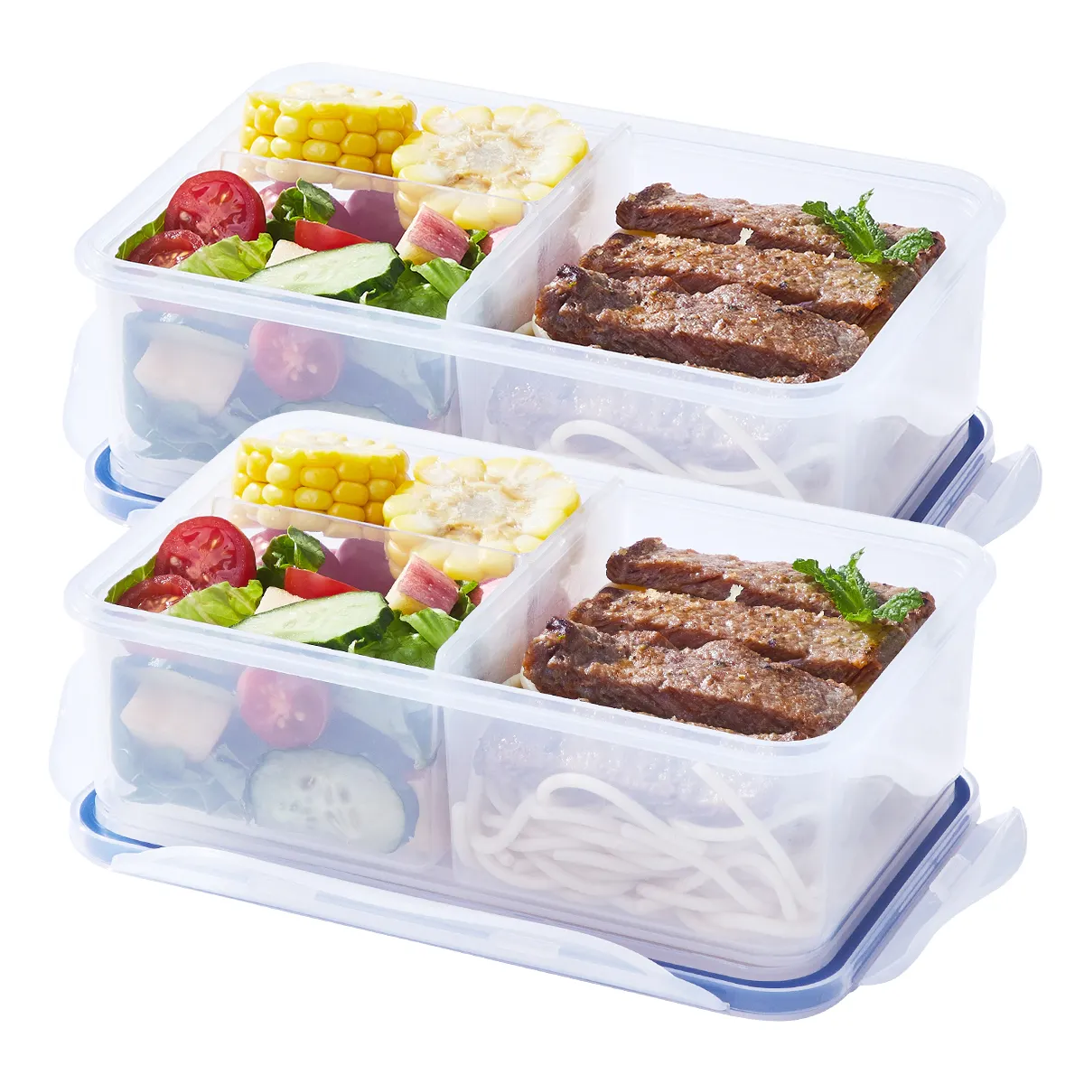 3 detachable compartment movable transparent meal prep microwave safe lunch box clear air tight plastic food storage containers