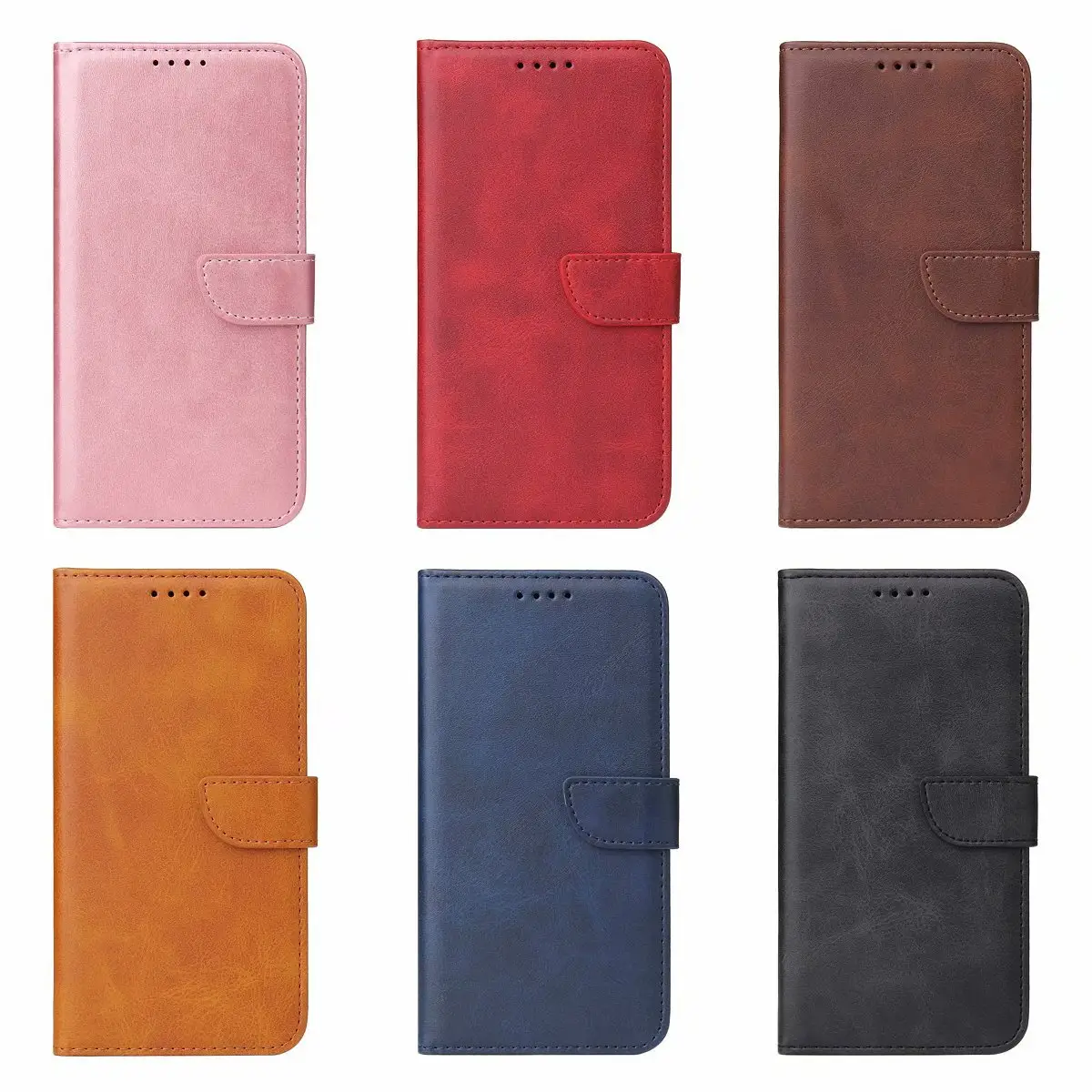 2020 Hot Sale Flip Leather Case Retro Calf Pattern Card Wallet Protective Case Shockproof TPU+PU Leather Mobile Cover