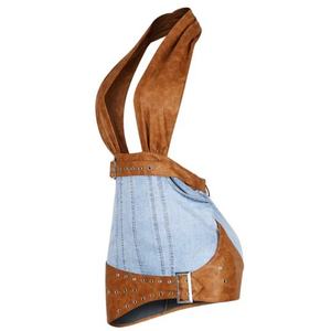 เดรสยีนส์หนังสั้นคอ halter ทรงเซ็กซี่สำหรับผู้หญิง ประจำปี 2025 พร้อมเข็มขัดและชายกระโปรงแบบไม่สมมาตร - Product Image 4