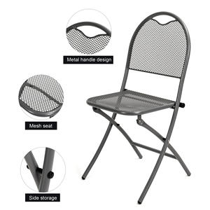 3 टुकड़ा पेटियो बिस्ट्रो सेट तह बाहरी धातु के पैटियो फर्नीचर गोल टेबल और पोर्च यार्ड बालकनी के लिए कुर्सियां - Product Image 3