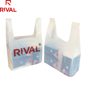 ถุงพลาสติก HDPE/LDPE ราคาถูก สำหรับใส่ของช้อปปิ้ง/ซื้อของชำ/ขายปลีก  แบบเสื้อยืด  พร้อมพิมพ์โลโก้ตามสั่ง - Product Image 1