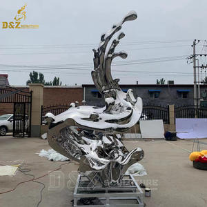 <span class=keywords><strong>D</strong></span> & Z <span class=keywords><strong>D</strong></span>écoration moderne <span class=keywords><strong>d</strong></span>'extérieur de jardin Art abstrait Grande sculpture de vagues océaniques en acier inoxydable et métal - Product Image 1