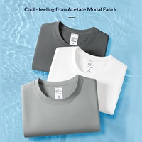 T-shirt décontracté d'été pour homme en modal mercerisé 280G, coupe ajustée, respirant et anti-humidité, couleur unie